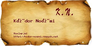Kódor Noémi névjegykártya